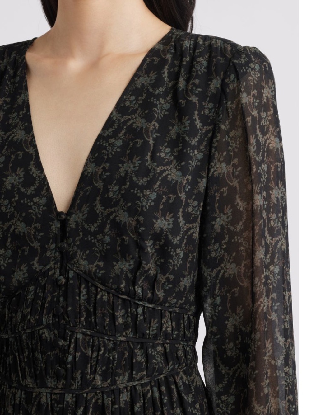NWT Paige Brasserie Long Sleeve Minidress, Size 4, Black/Aloe - Picture 4 of 14